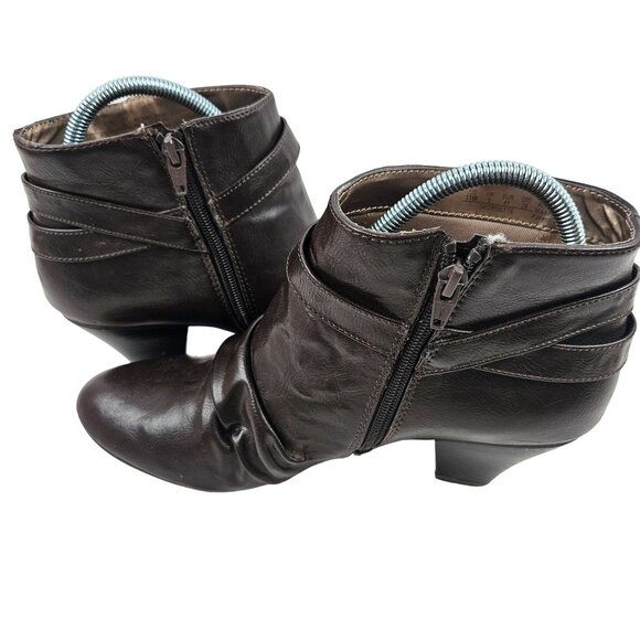Life Stride Ankle Boots Womens Size 11W Georgette Brown Faux Leather Booties - Picture 6 of 9